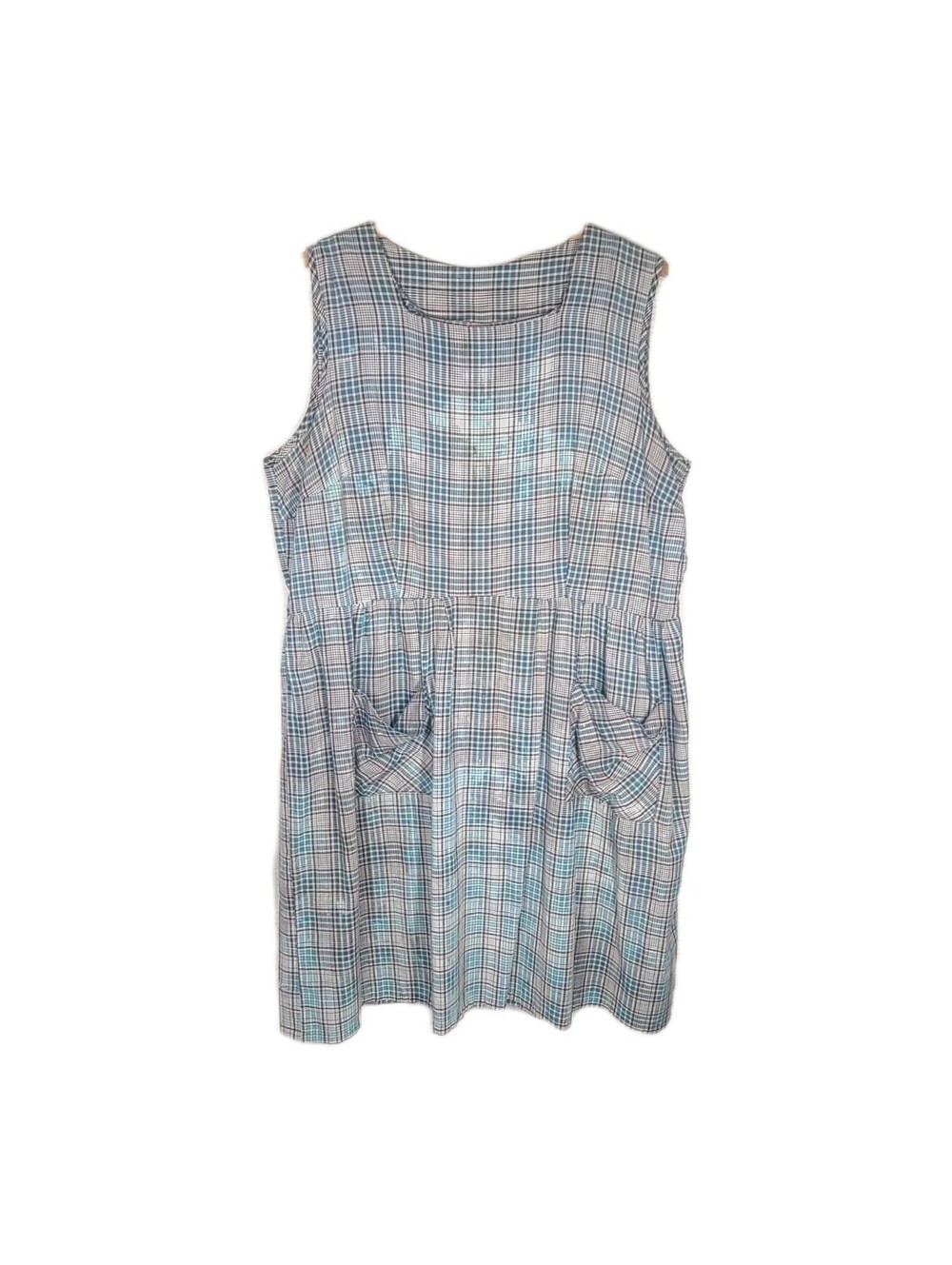 Vtg 50s Country Cotton Plaid Dress Plus Size 1x 2x Metal Zip Amazing Wear Retro